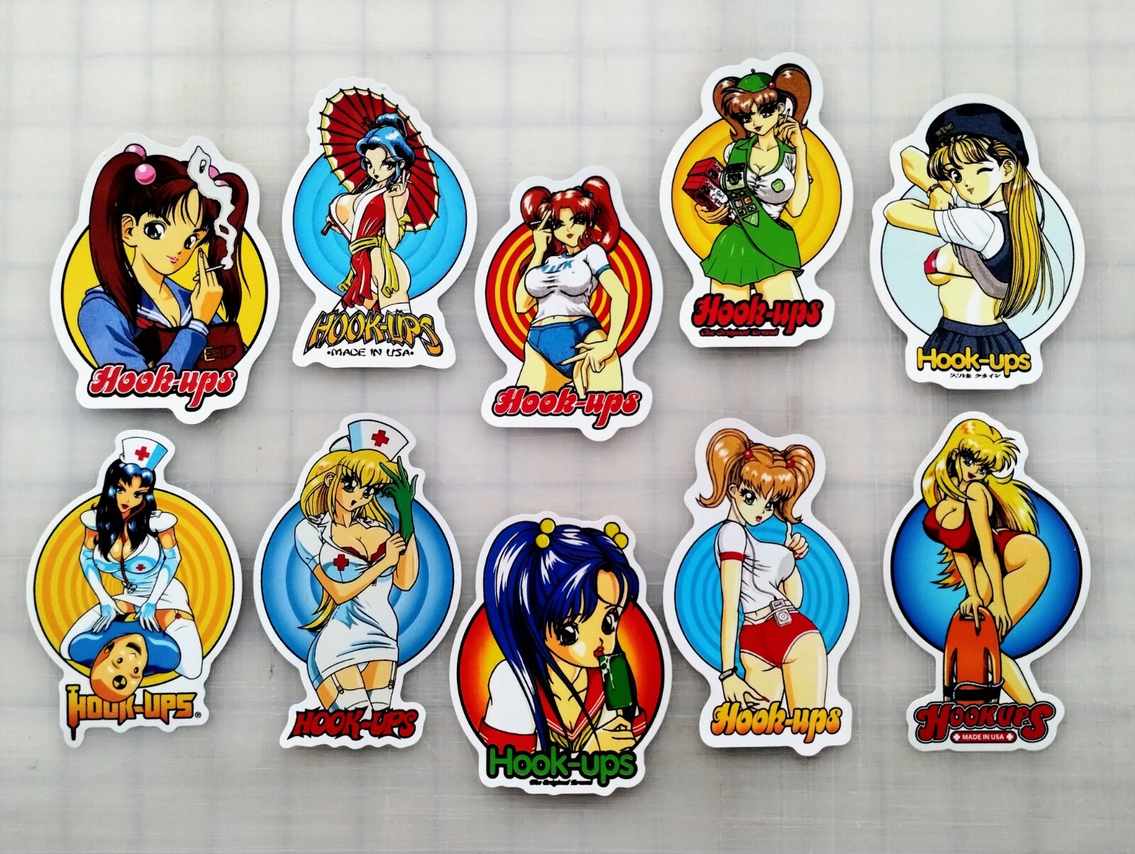Hook-Ups Inspired 60 Piece Sticker Pack SET 1 Reproduction skate worldindustries