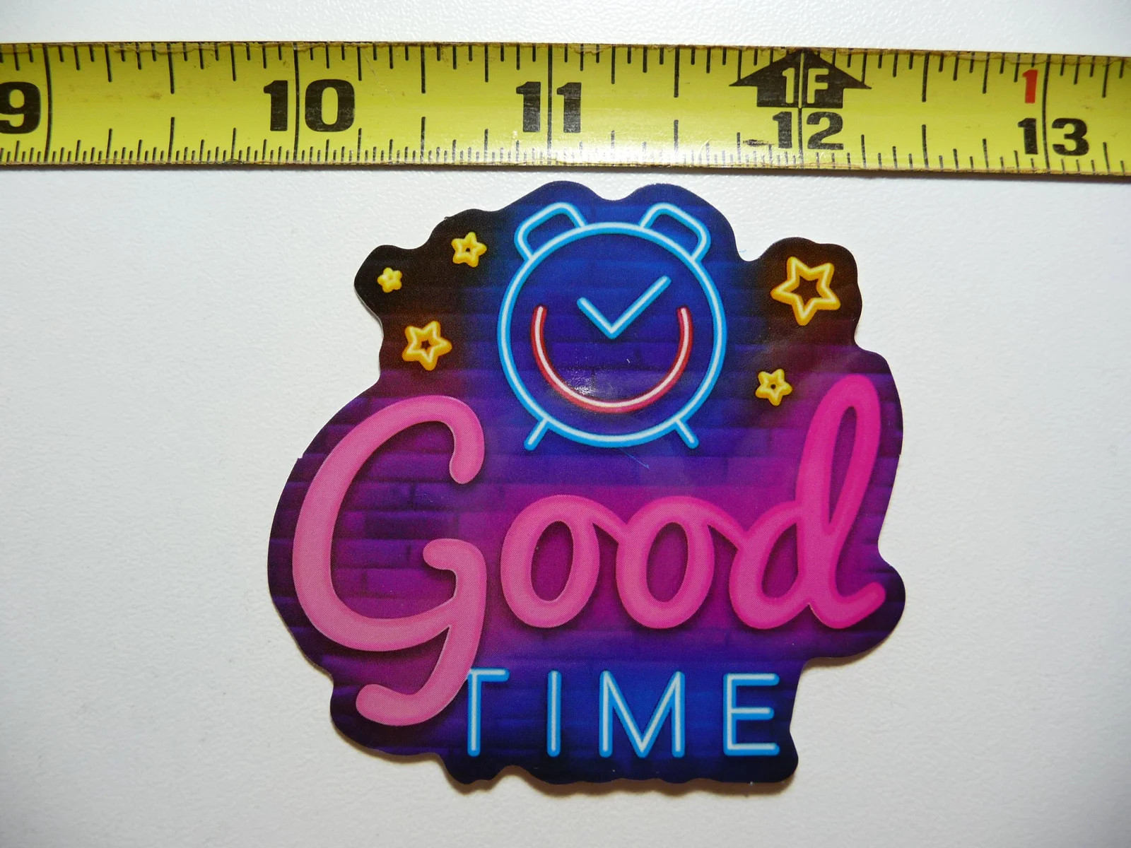 ALARM CLOCK TIME SMALL STICKER DECAL NEON STYLE MOTIVATIONAL POSITIVE