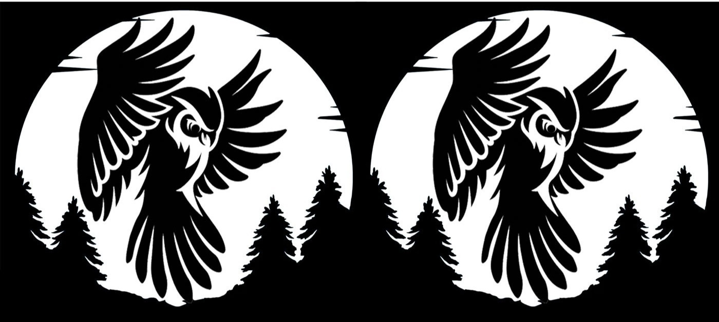 Owl Full Moon Forest Two Pack 5″ Vinyl Decals Vehicle Windows Any Flat Surface