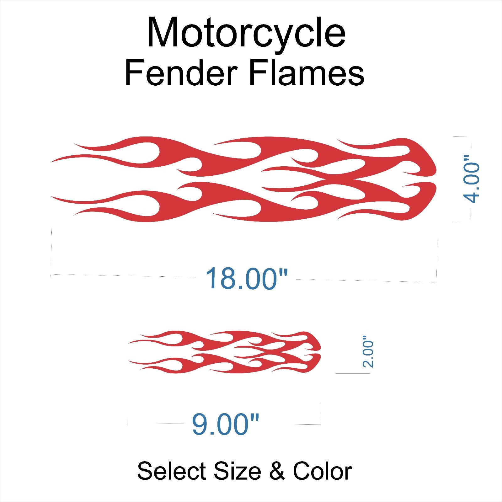 Motorcycle Fender Flames Vinyl Decal / Graphics FLM33f – Select Size & Color