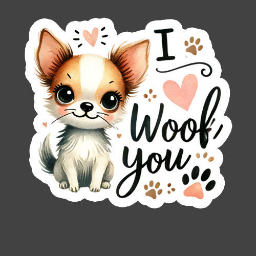 Chihuahua Sticker Vinyl Decal I Woof You Cute Puppy Love Dog Lover Gift