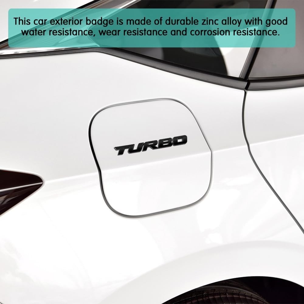 3D Metal Turbo Car Emblem – Durable Black Zinc Alloy Sticker, Easy Install