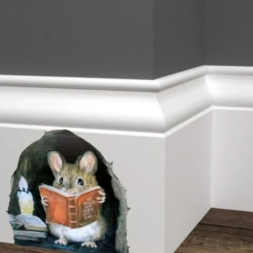 3D Mouse Wall Sticker Realistic Wall Decal Miniature Mouse Hole Cute Trendy