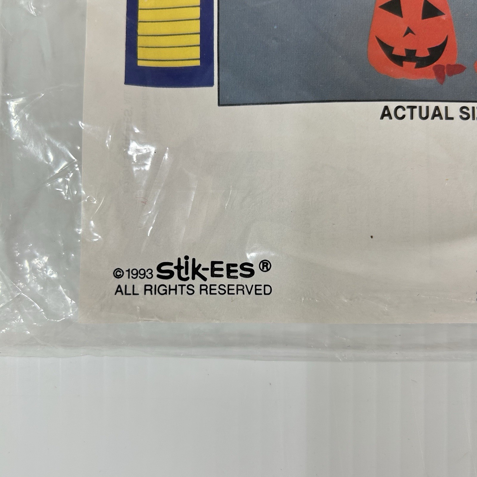 Vtg 1993 Halloween Stik-EES Plastic Window Clings Scarecrow Pumpkin Autumn Fall