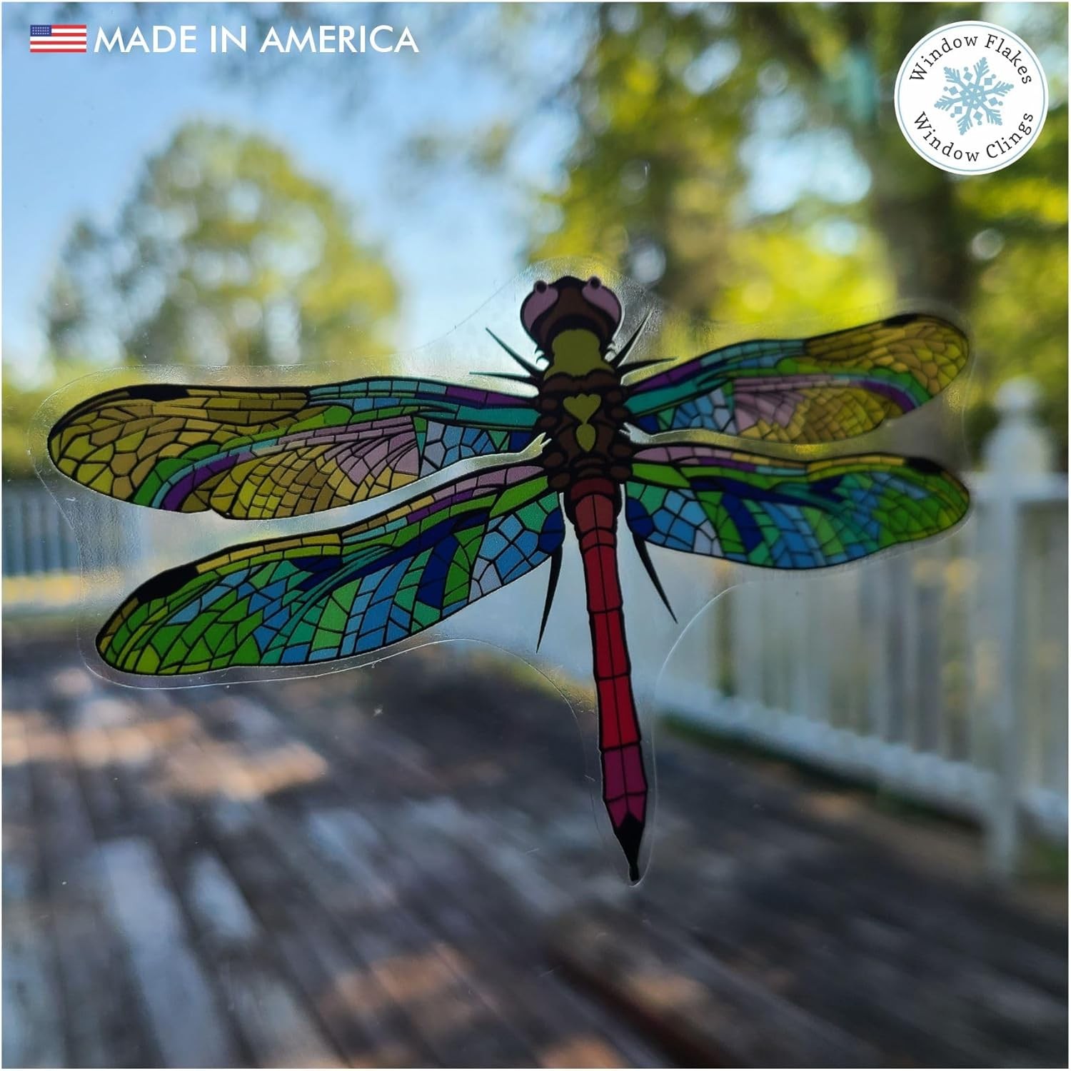 12 Piece Dragonfly Window Cling Decal Set for Bird Safety and Glass Collisions.