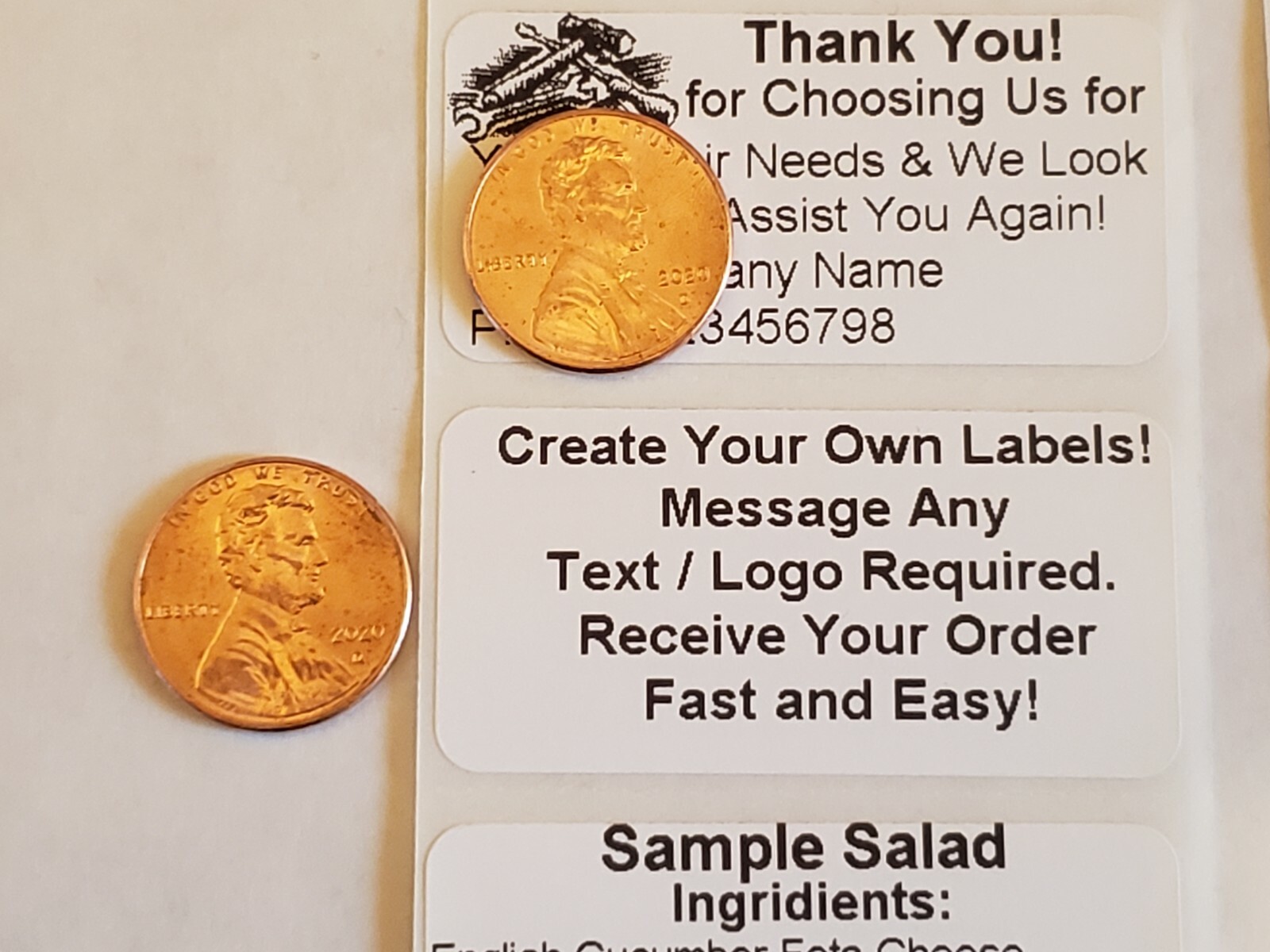 100 Custom Labels Stickers Personalized Tag 2″x1″ Shipping Business Inventory