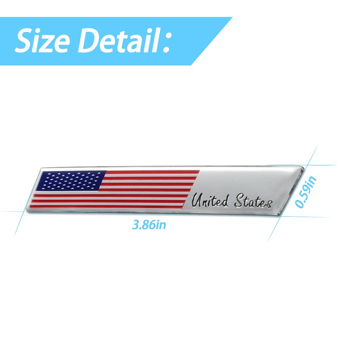3D Aluminum Alloy American US Flag Decal, 2PCS 3.8″ X 0.6″ Patriotic Stars St…