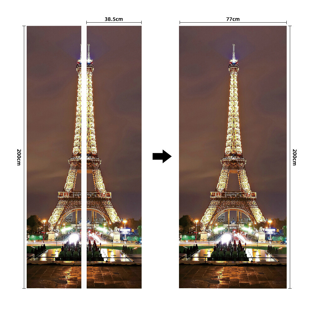 Door, Wall STICKER – Eiffel Tower Paris France 3D Waterproof Murals Decal Cover