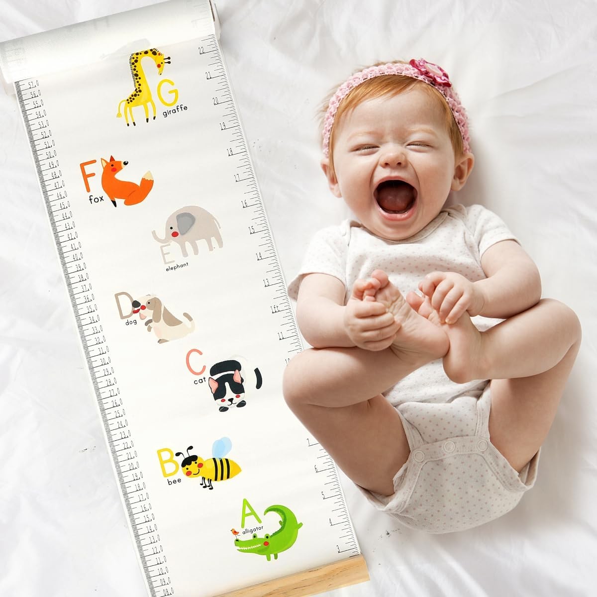 Mibote Baby Growth Height Chart Handing Ruler Wall Decor for Kids, Letters