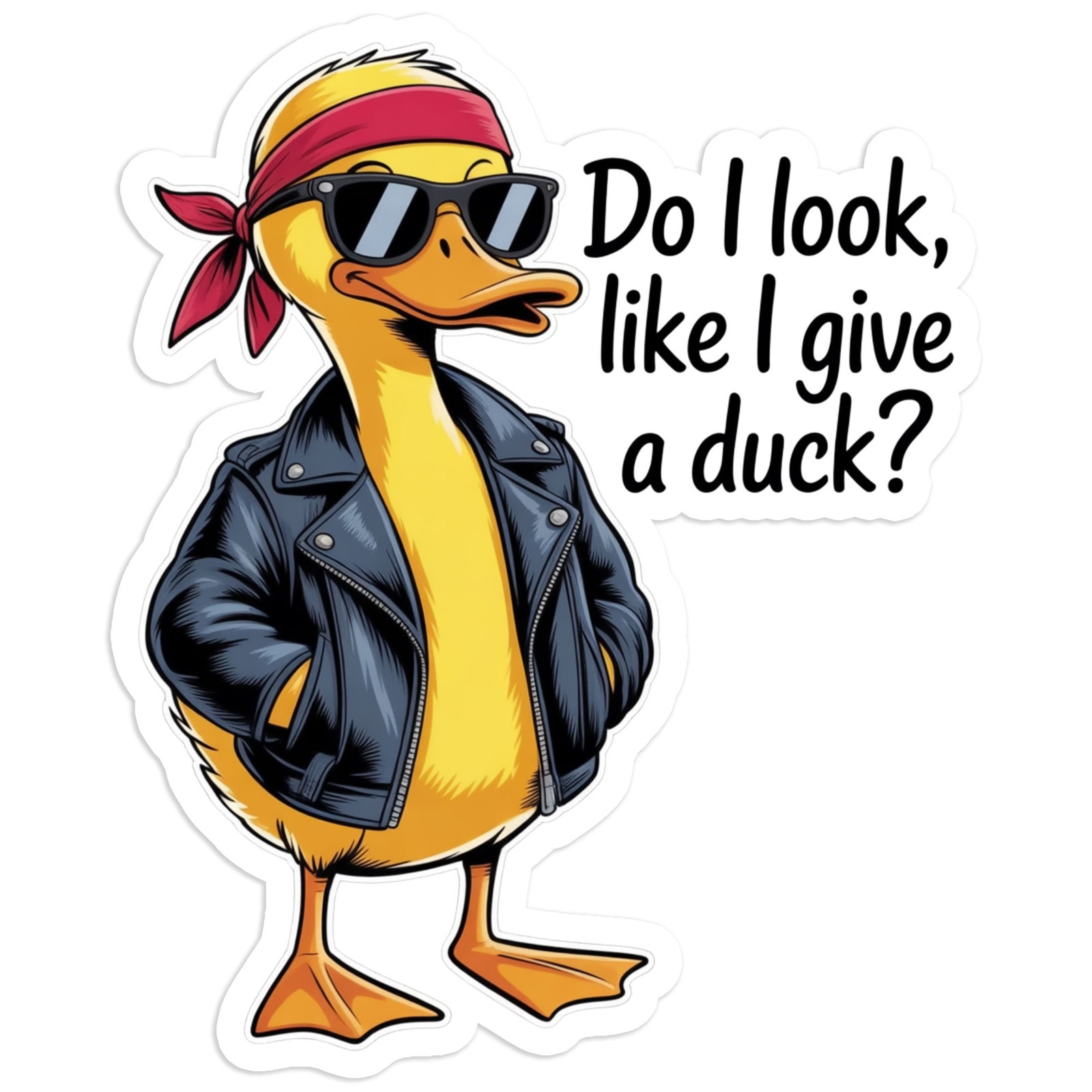Leather Jacket Duck Give a Duck – Vinyl Decal Sticker – #1826