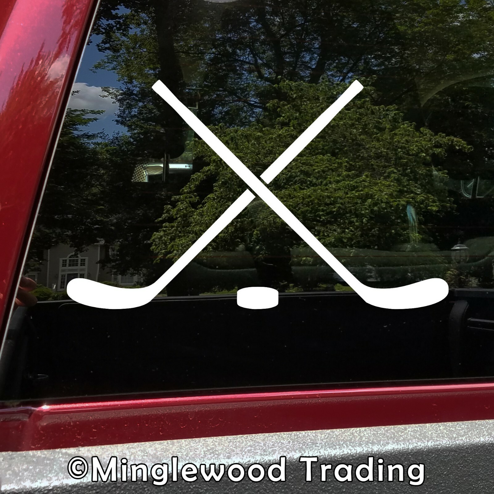 Crossed Hockey Sticks Vinyl Decal – Ice Roller Team Puck – Die Cut Sticker
