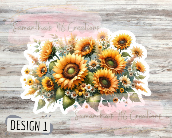Sunflower Vinyl Stickers 3″ For Laptops, Cups, Etc. Indoor, Water Resistant