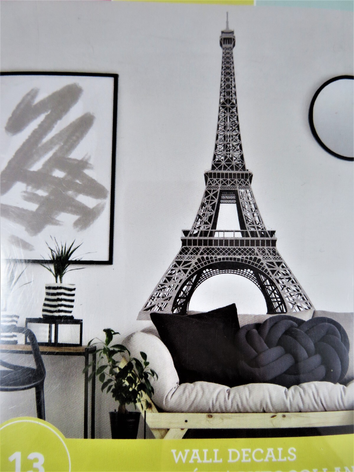 RoomMates Peel Stick Wall Decals Paris Theme Large Eiffel Tower 13 Pc Removable