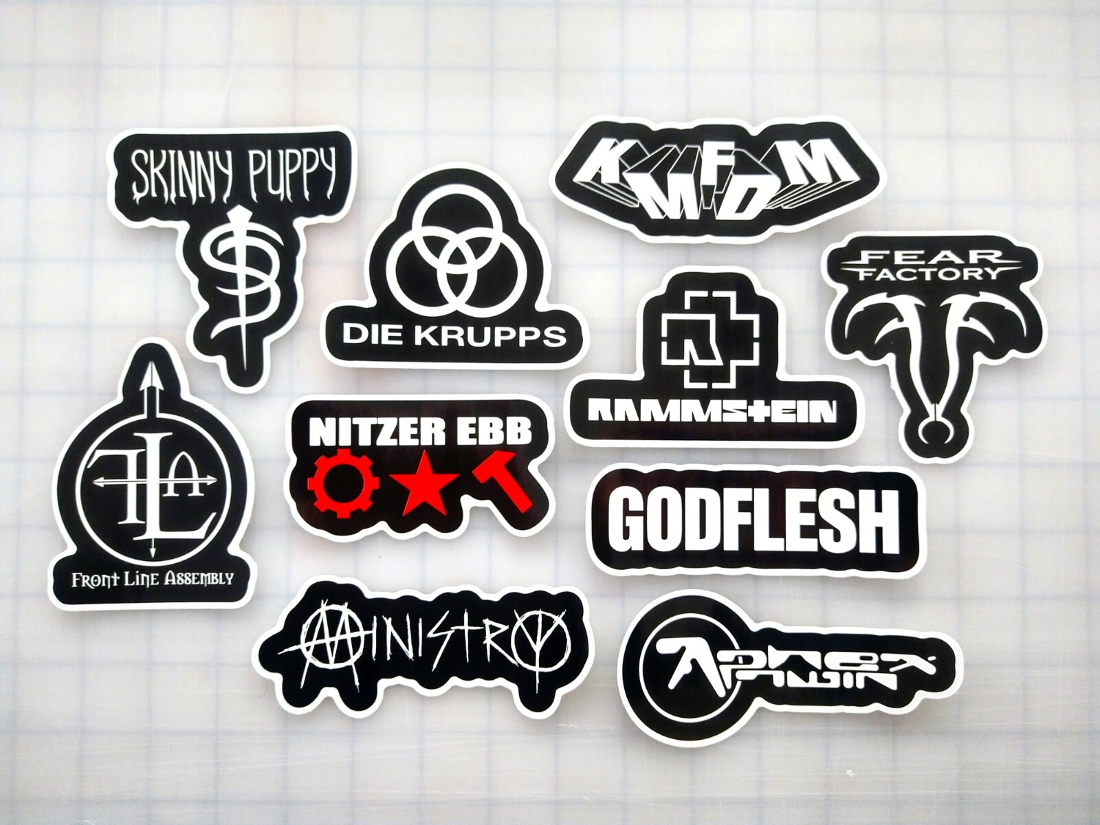 Industrial Metal Vinyl Sticker Lot (10 Pack) SET 1 goth death dark wave gothic