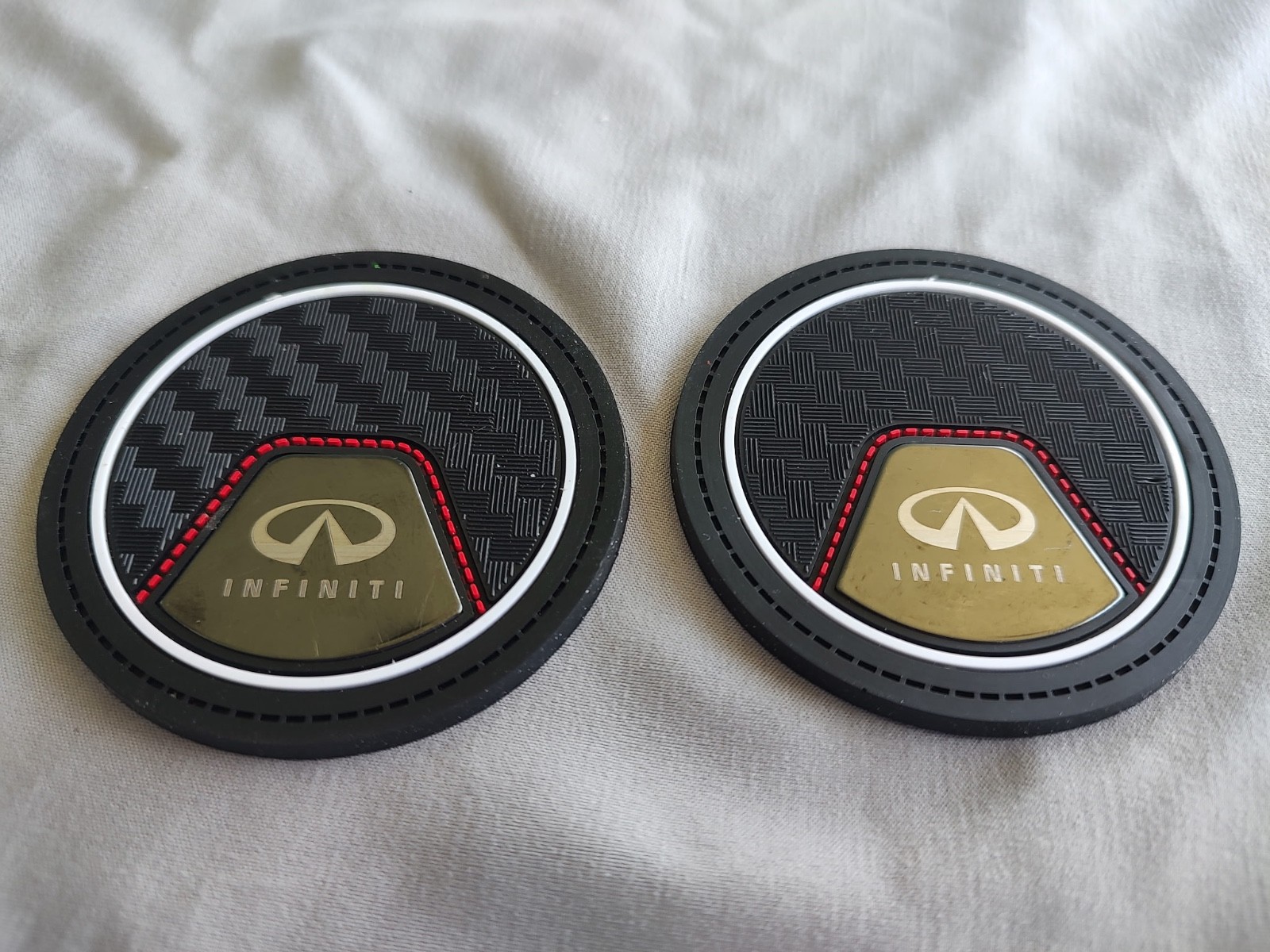 Set Of 2 Branded Neoprene Car Coasters, Red Sox Yankees Manchester Audi and re