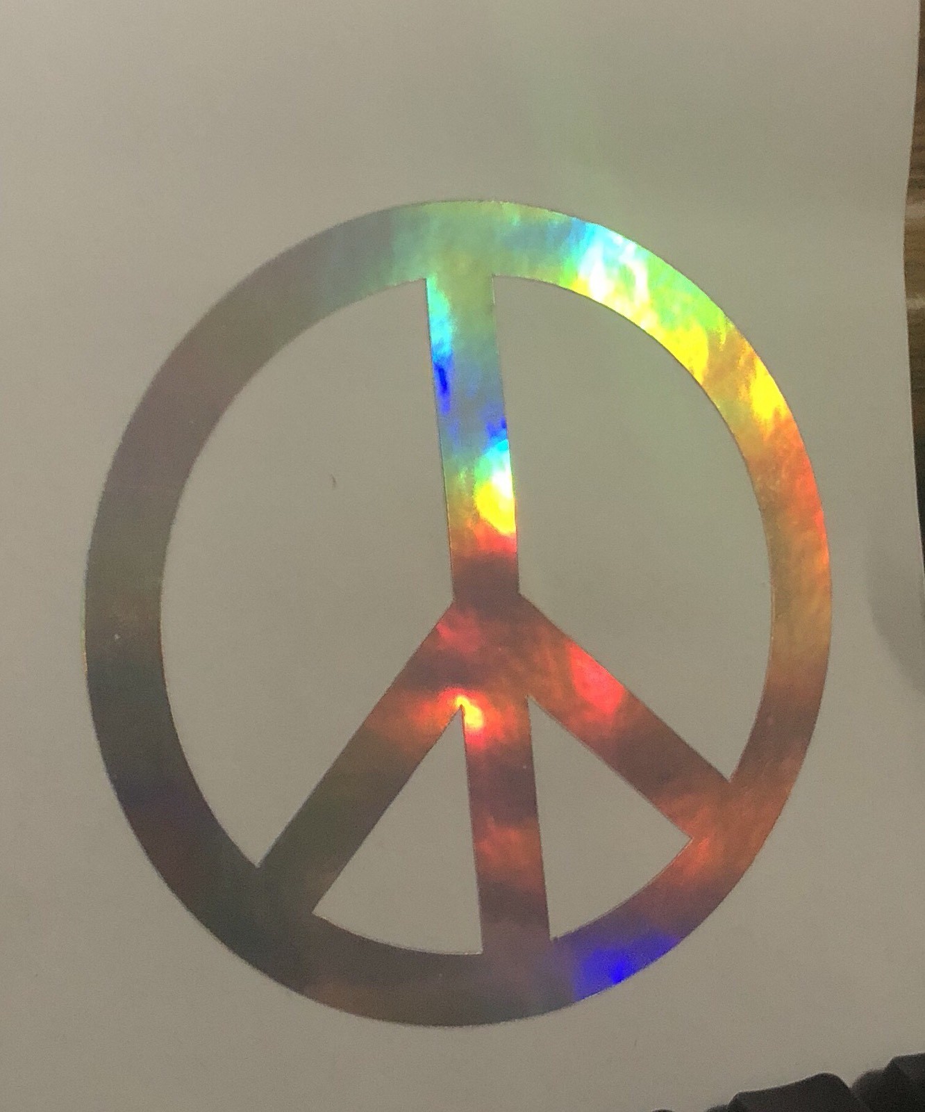 Rainbow Color Peace Sign Hippy Support Peace Anti War NEO CHROME OIL SLICK