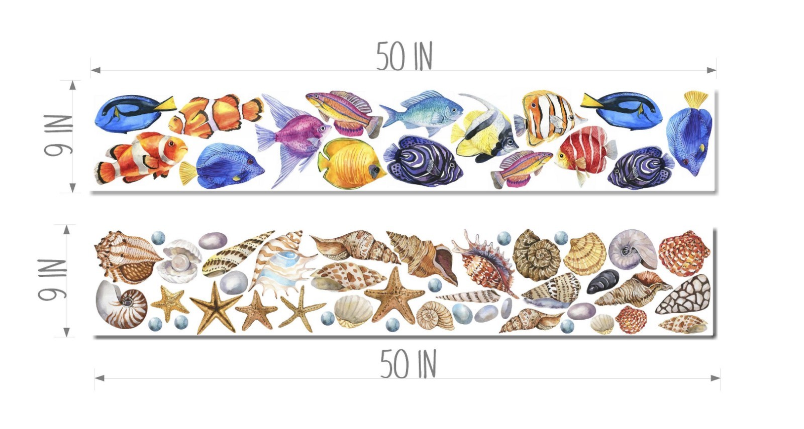 Ocean Wall Decal Under The Sea Nursery Sea Life Fish Coral Seaweed Set