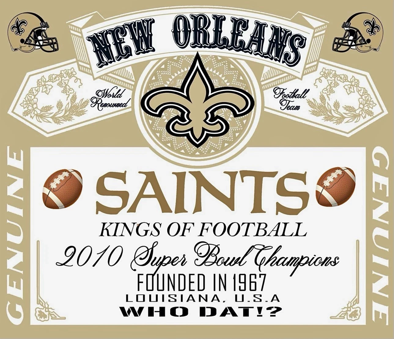 New Orleans Saints Genuine Bud Sticker *NEW* Measures 4″ x 3.5″ WHO DAT!?