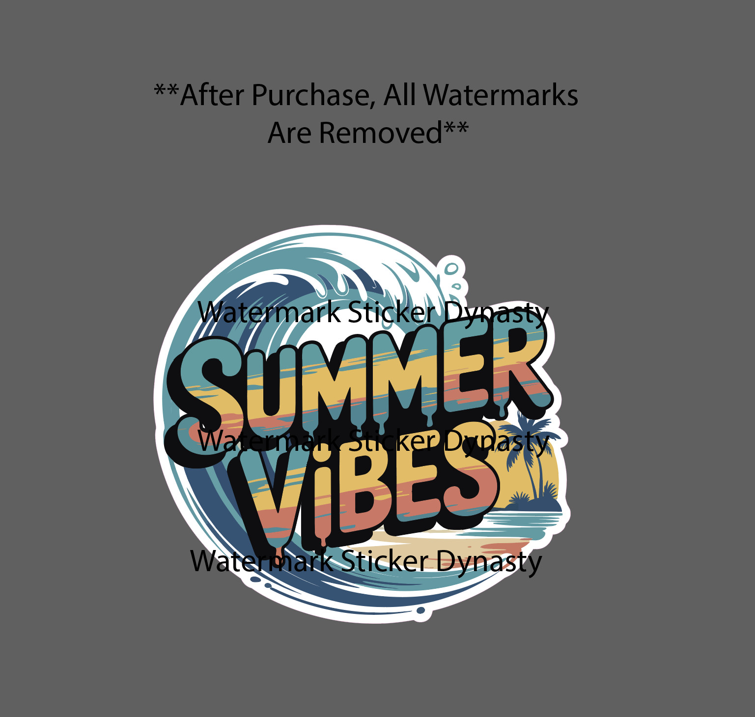 Summer Vibes Sticker Waterproof Decal Beach Ocean Waves Island Party Gift NEW
