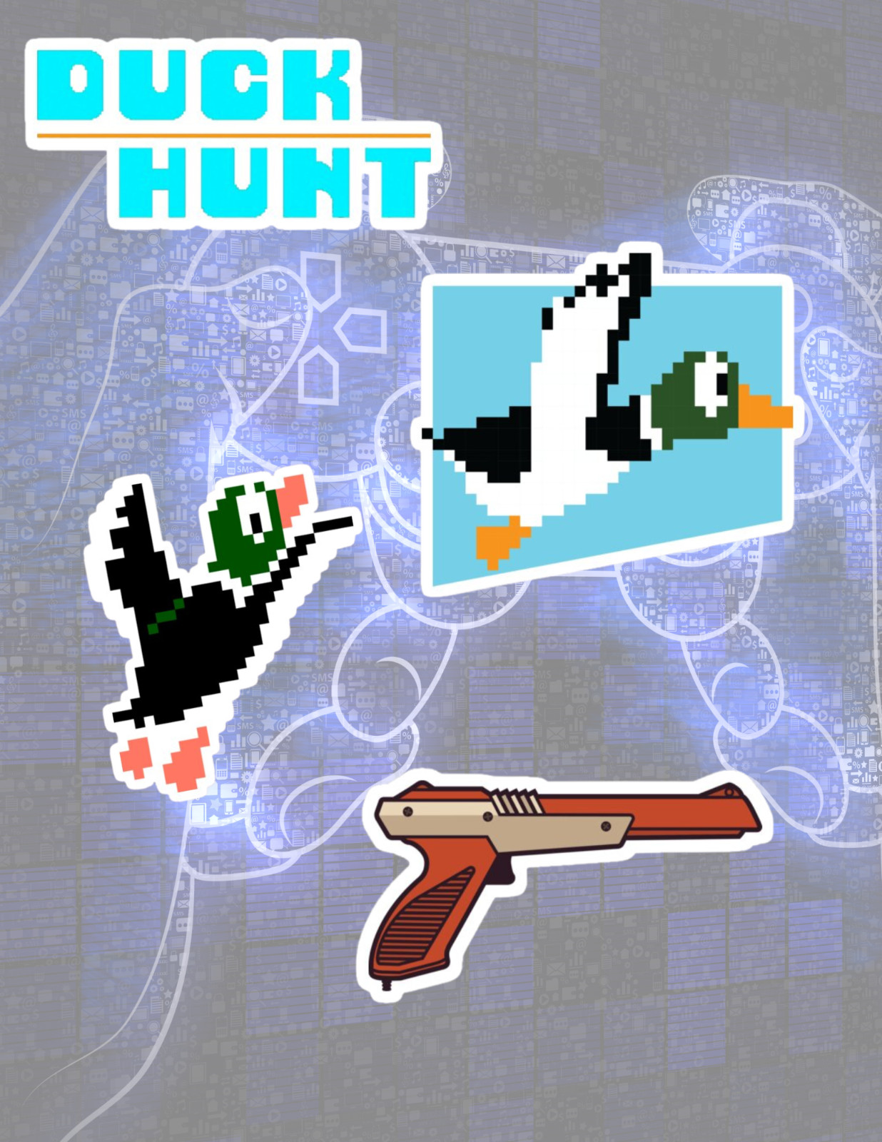 Duck Hunt Retro Video Games 4pc Sticker Pack
