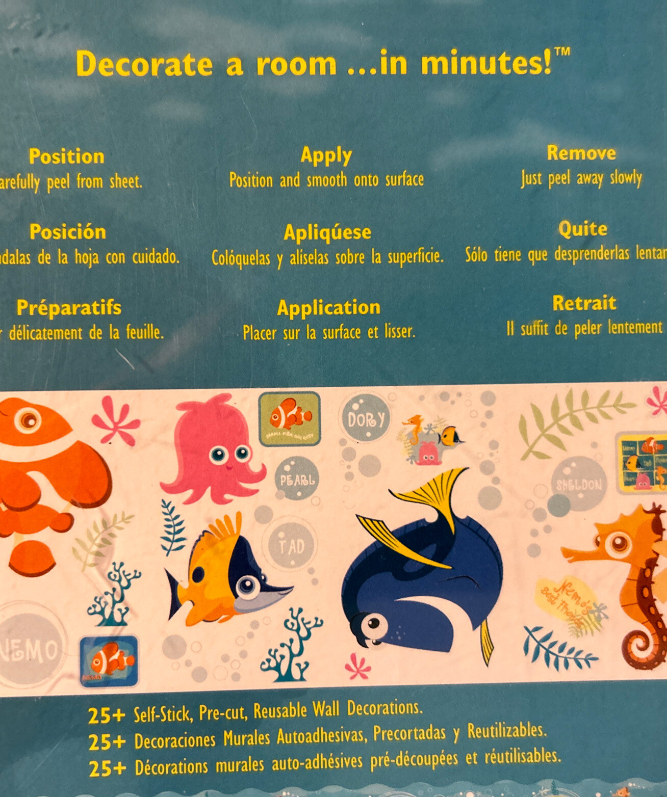 Disney Finding Nemo Jumbo Wall Stick Ups Stickers Set Removable Peel And Stick