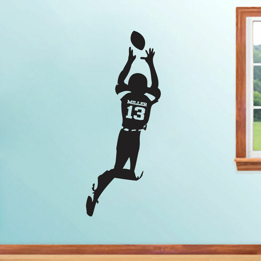 Custom Football Player Wall Decal – Personalized Sports Kids Room Teens Man Cave