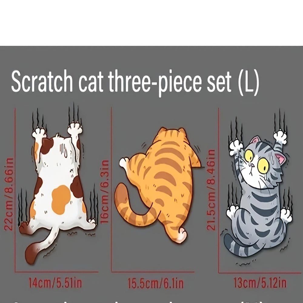 Functional All-Surface Decorative All-Occasion 3-Piece Cute Cartoon Cat Stickers