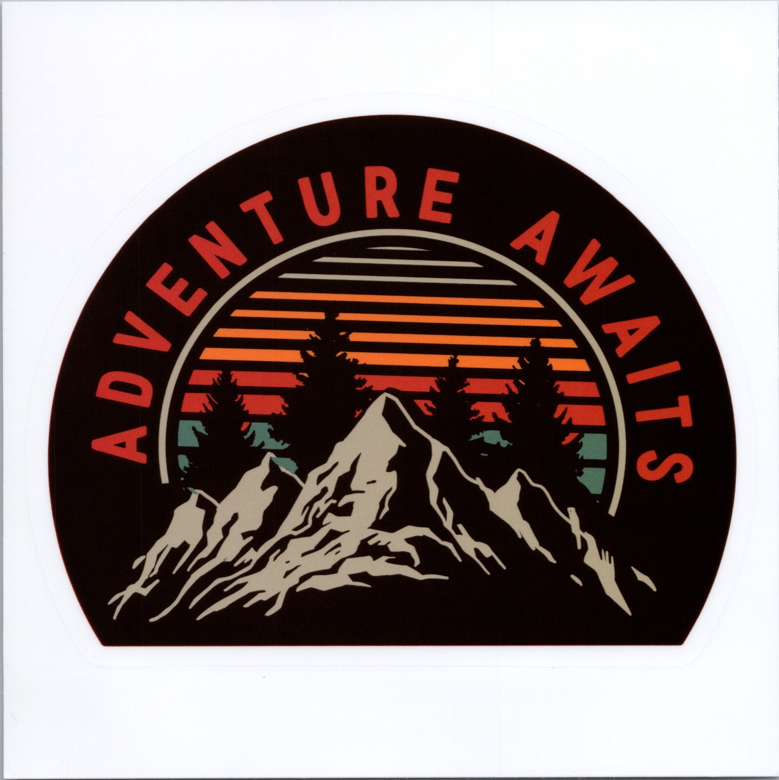 ADVENTURE AWAITS ~ MOUNTAINS – Vinyl Stickers – 3.25in x 4.25in