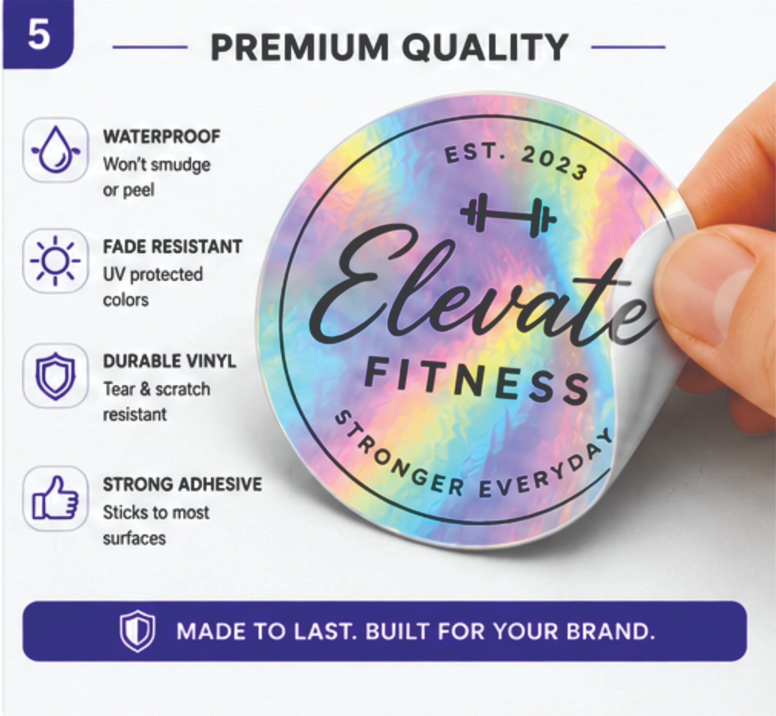 Custom Holographic Logo Stickers Waterproof Vinyl Business Label Packaging