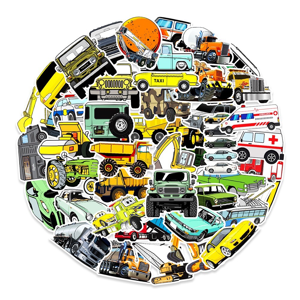 50 Pcs Stickers Vehicle Trucks Cars Fridge Luggage Skateboard Phone Laptop Vinyl