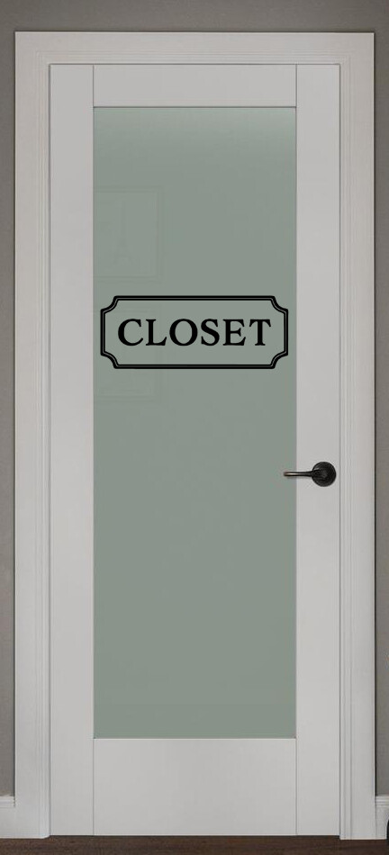 CLOSET VINYL WALL DECALVINYL LETTERING WALL STICKER hallway Glass Door Decal