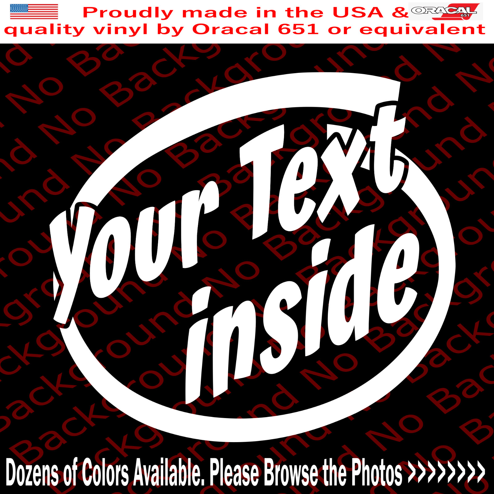 Your Custom Text Inside Funny Die Cut Vinyl Window Decal Sticker Car Truck FT017