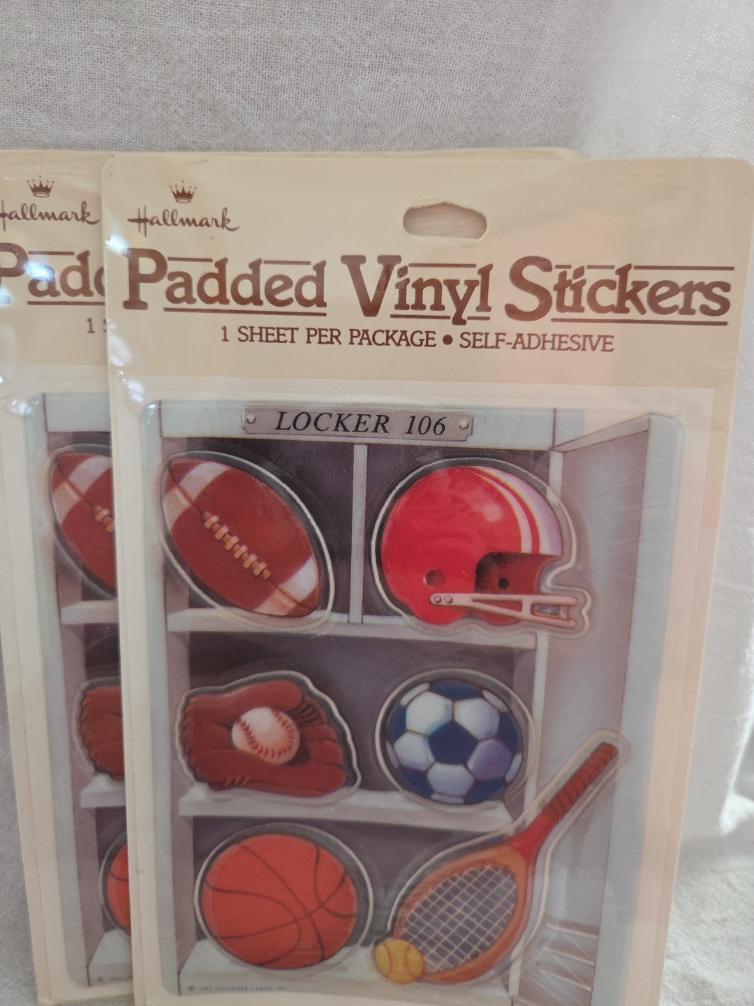 Vintage Puffy room Sports stickers Locker Room Hallmark 2 packs NEW 1985 Sealed
