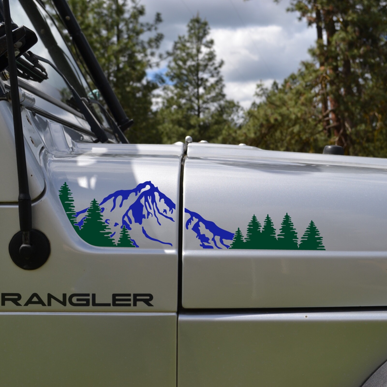 Mountain and Trees 2 Color Decal for Jeep Wrangler TJ (1997-2006)
