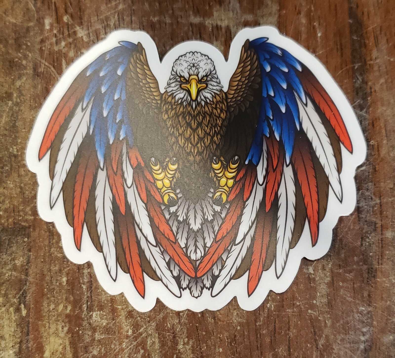 PATRIOTIC BALD SCREAMING EAGLE AMERICAN FLAG Die Cut Sticker UV Resist Vinyl 3″