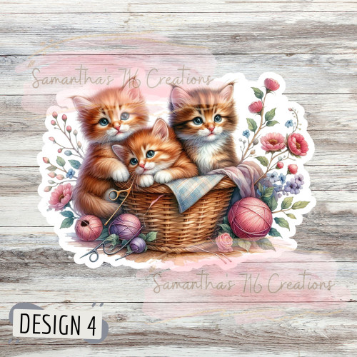 Kittens Vinyl Stickers 3″ For Laptops, Cups, Etc. Indoor, Water Resistant
