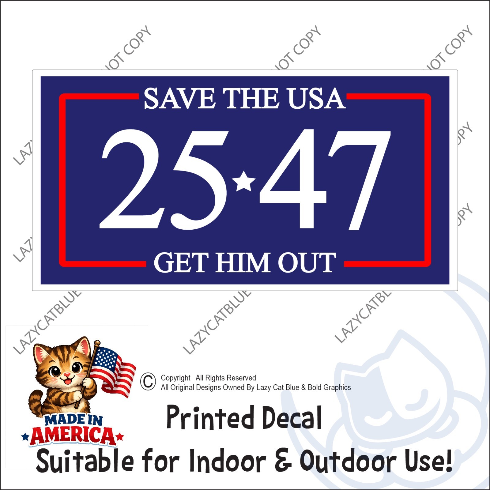 25 47 Decal Sticker Anti Trump Save the USA Get Him Out Amendment No MAGA War