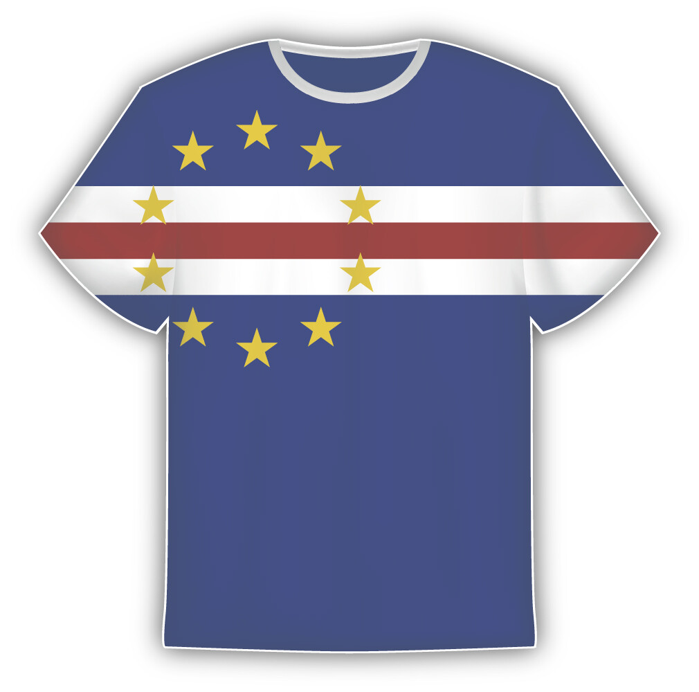 Cape Verde Flag Sticker In The Form Of T Shirt Vinyl Sticker Decal