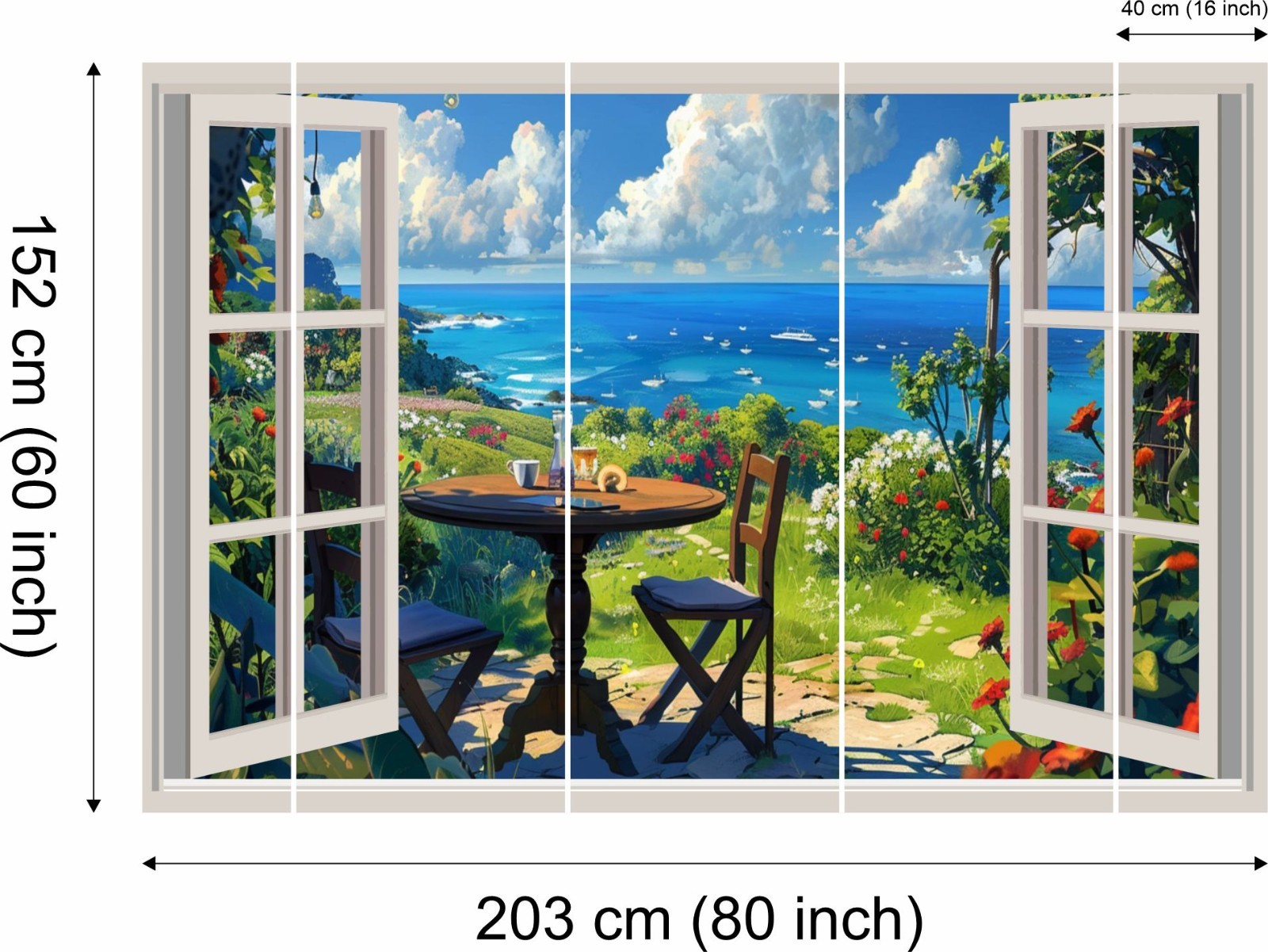 SkyOlla 3D Fake Window Wall Sticker Pack of 2 Removable Vinyl Art Mural Decal