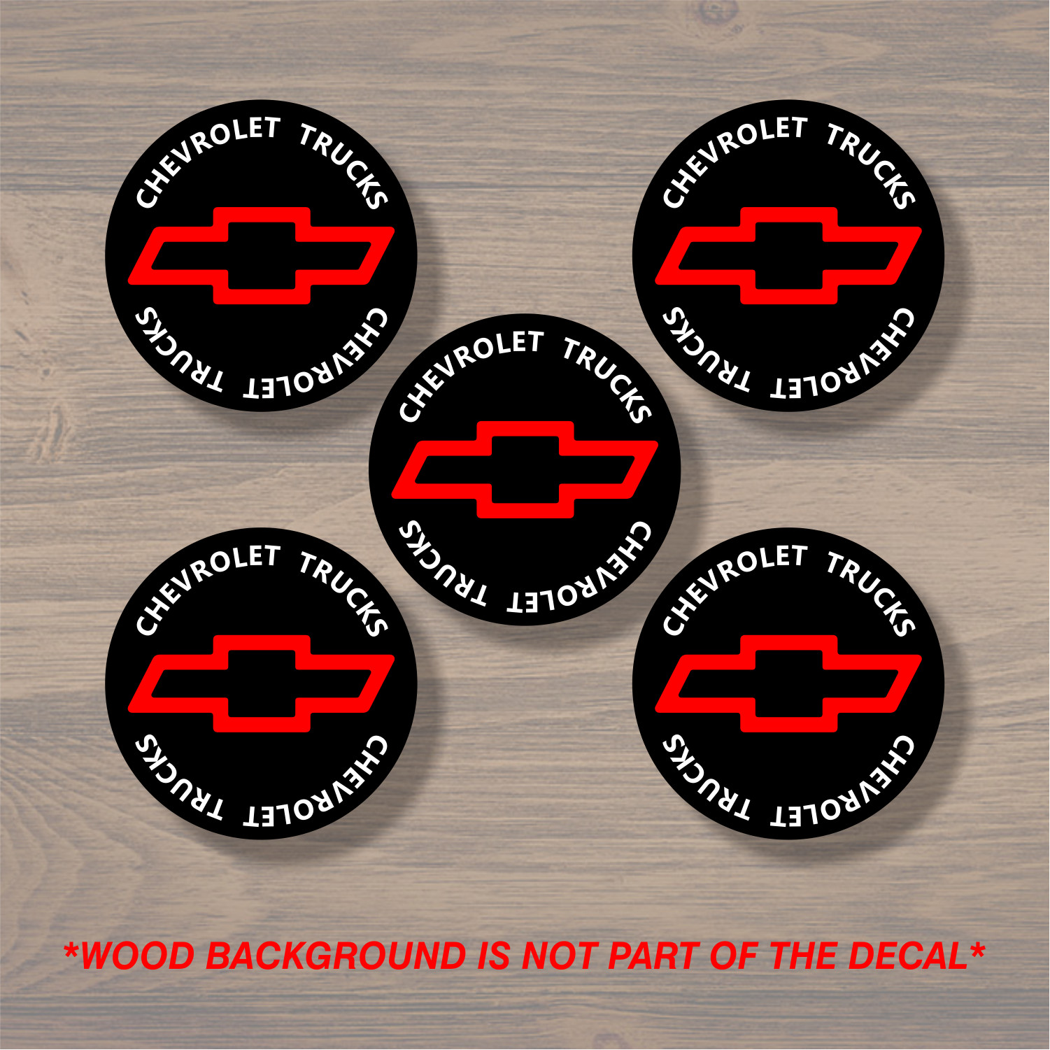 Chevrolet Trucks Chevy Bowtie Wheel Center Cap Overlay x5, Vinyl Decal Sticker