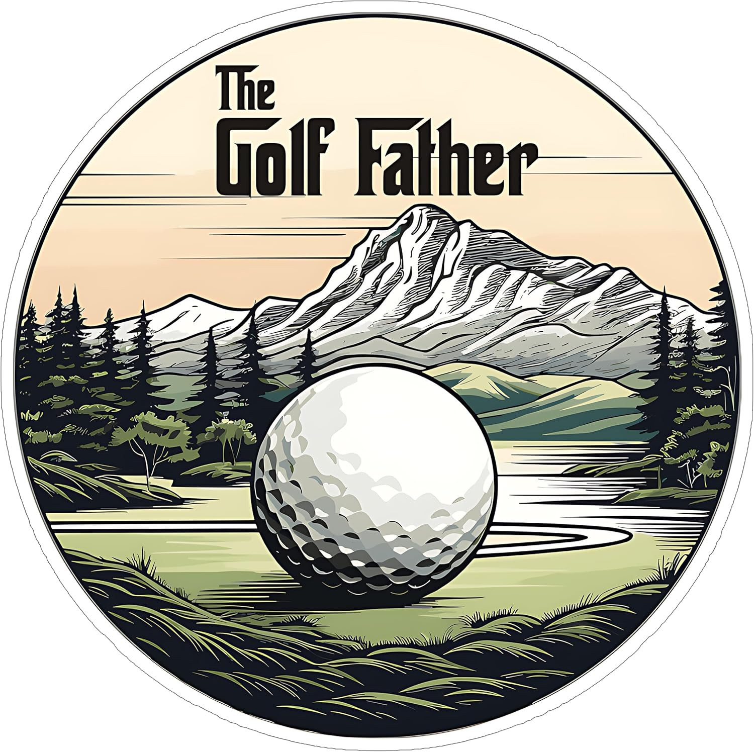 The Golf Father Sticker 4 Inch Parody Godfather Dad – Waterproof Vinyl Decal for