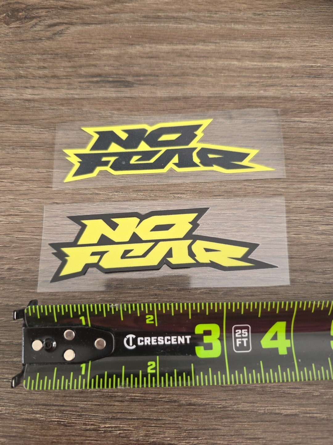 2X NO FEAR Yellow & Black Outlined Raised UVDTF DECAL STICKER Waterproof 4in