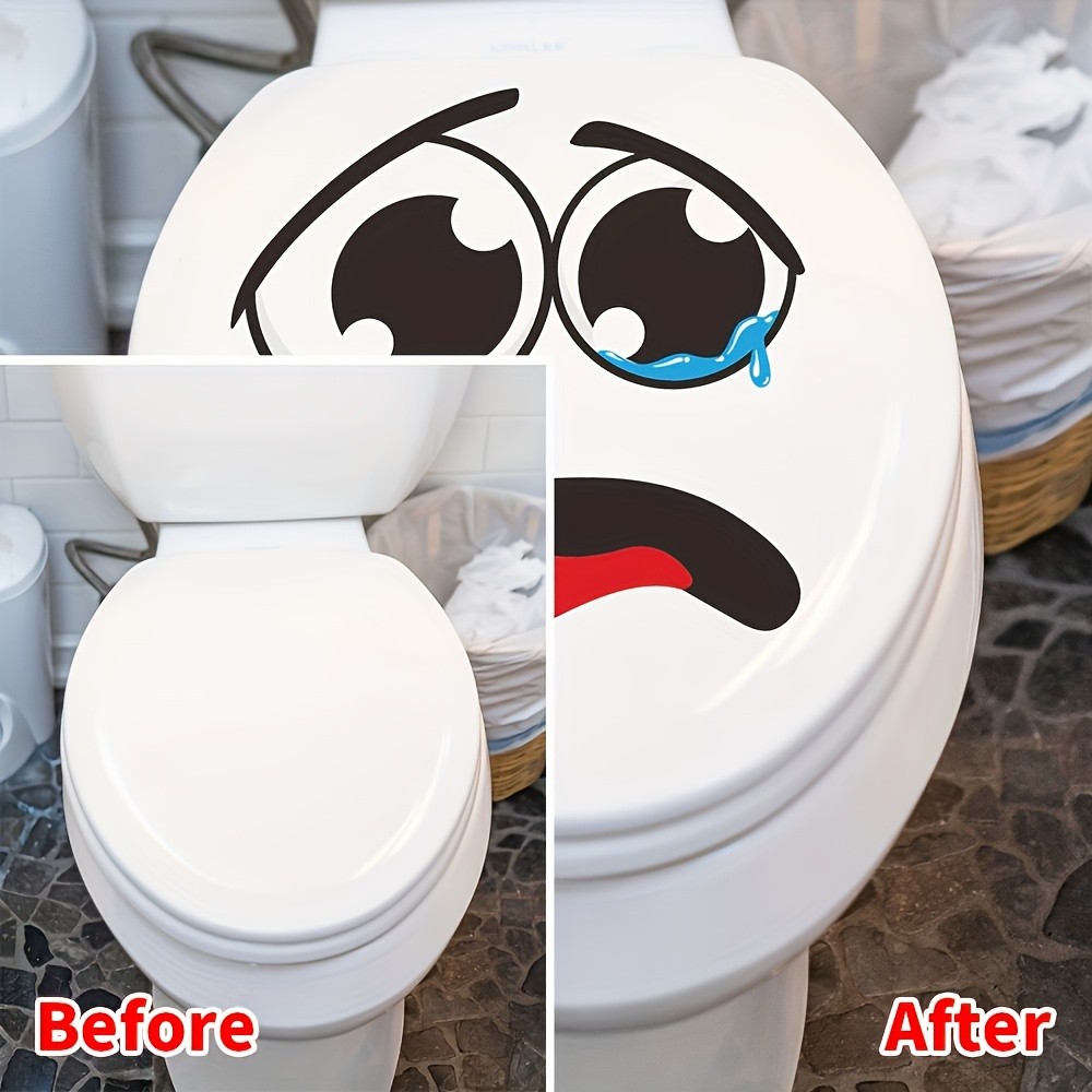 Lightweight Adaptable Compact Funny Crying Face Toilet Sticker for Bathroom Home