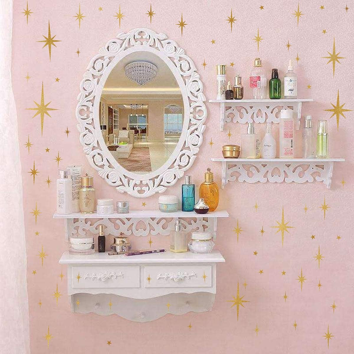 Star Wall Stickers Girls Room Wall Decals (116Pcs) Sparkle Wall Sticker Stick an