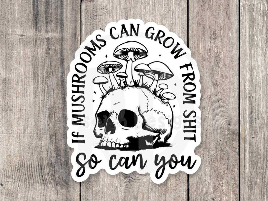 Inspirational Skull Sticker – Funny Mental Health Decal for Water Bottles