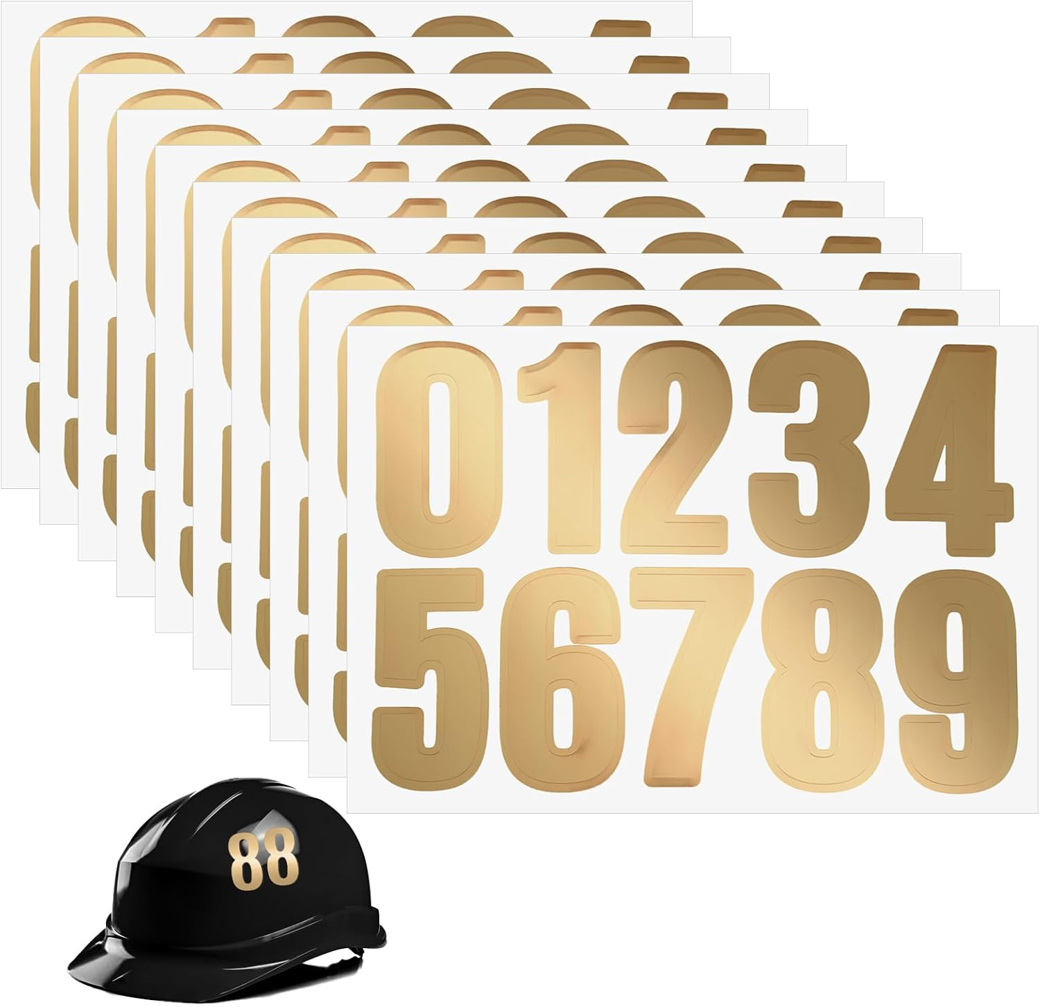 10 Sheets/100 Pcs Helmet Numbers Sticker, Self Adhesive Sports Number
