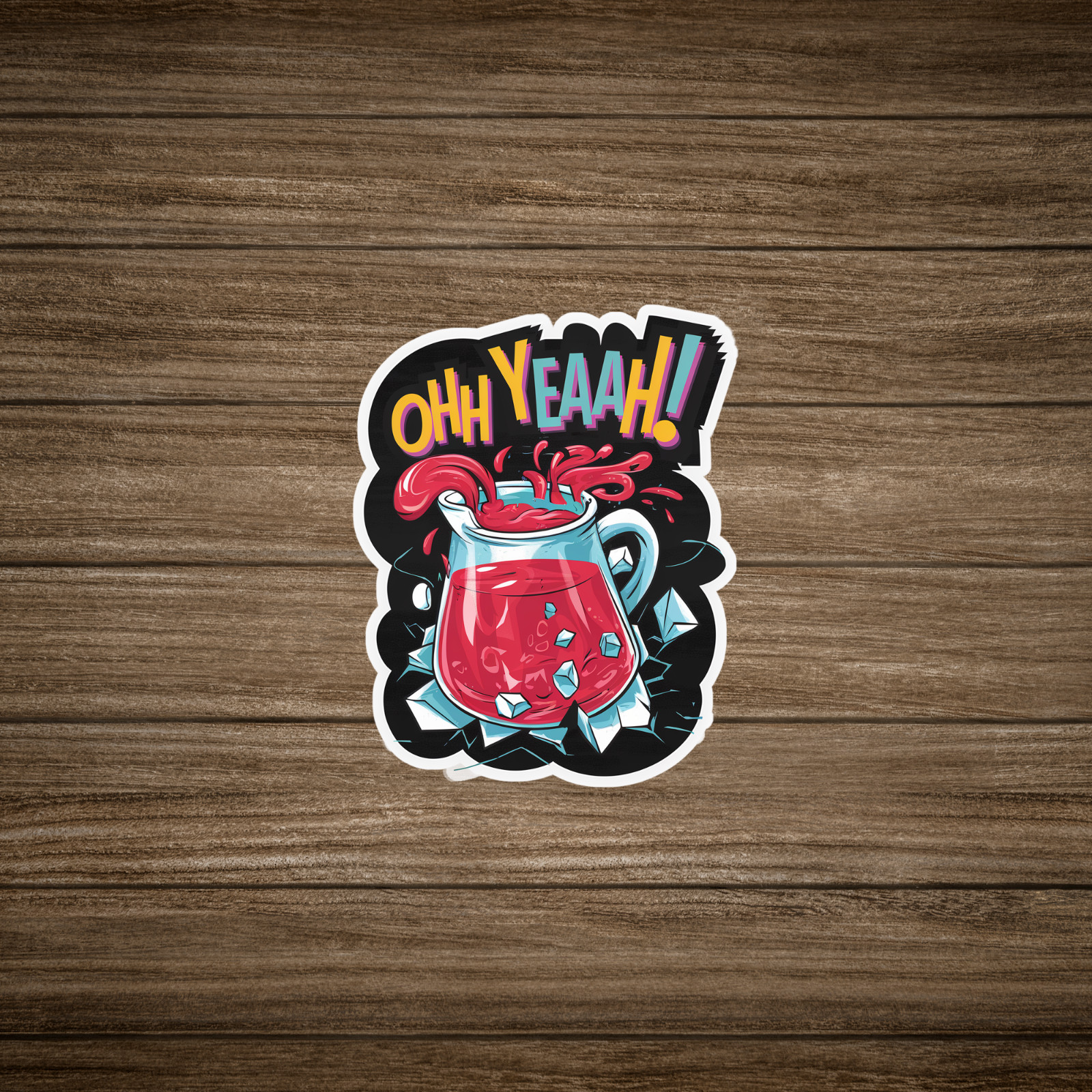 Vibrant Oh Yeah Beverage Splash Sticker – Colorful Pop Art Decal #2955