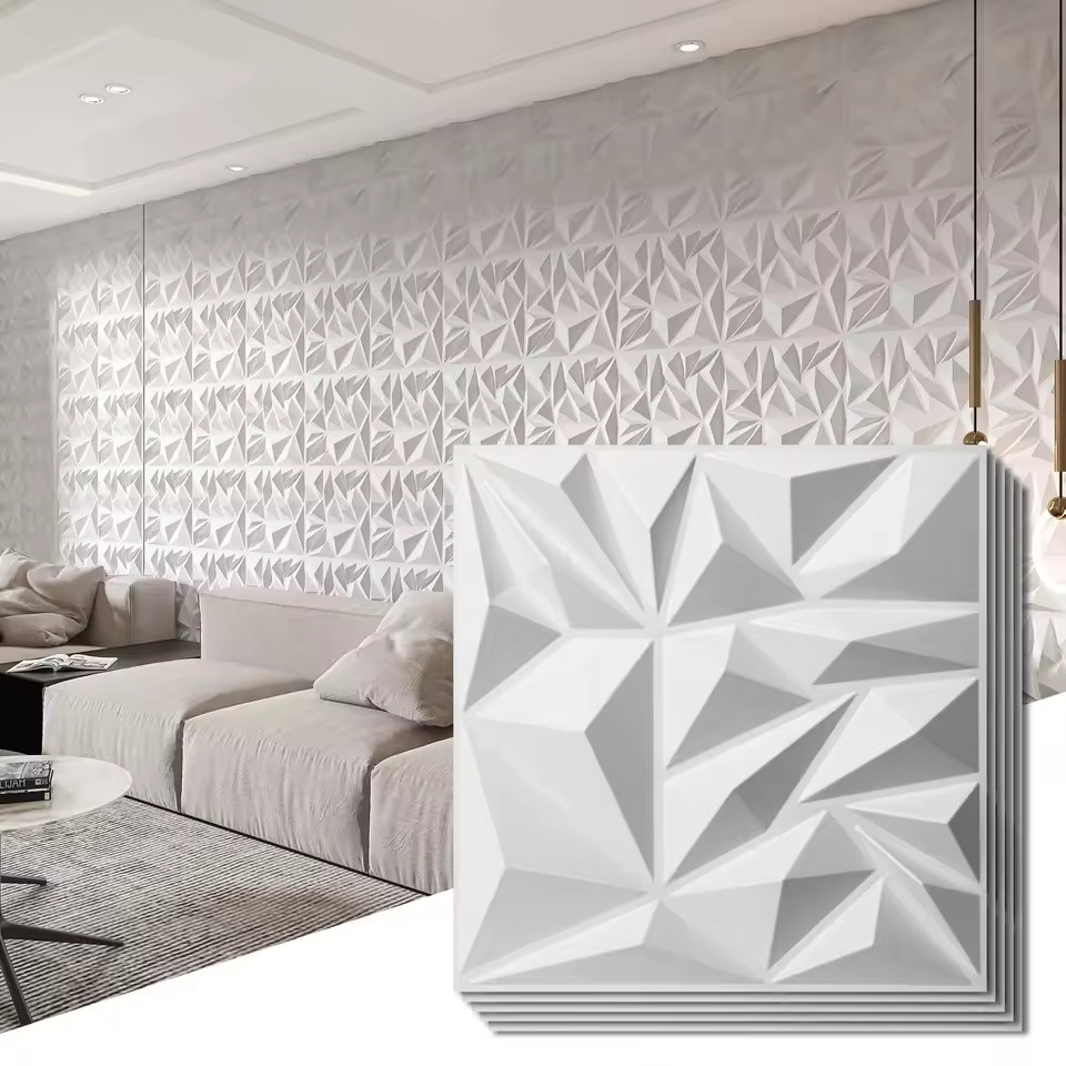 Art3d 33-Pack 3D Triangle Wall Panels for Interior Wall Background Decor – White