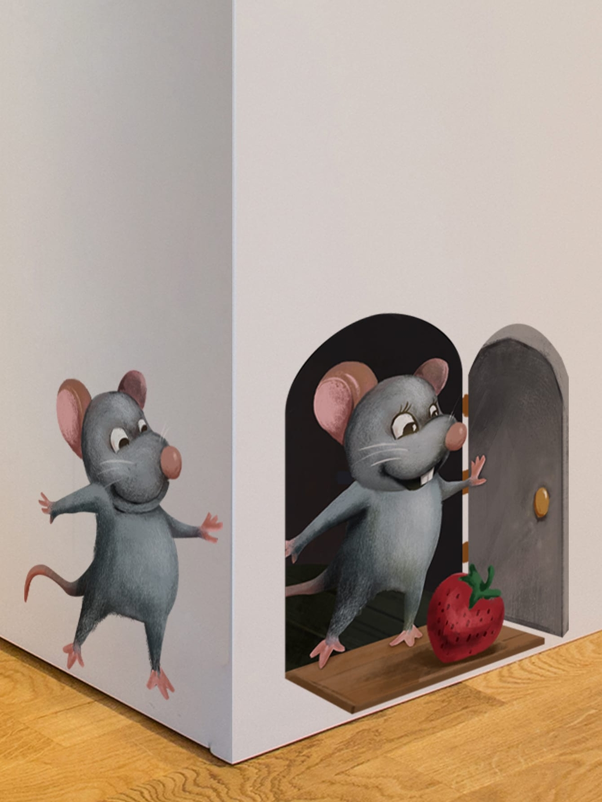 1pc 3D Cartoon Mouse Pattern Wall Sticker Mouse Hole Wall Sticker Cartoon