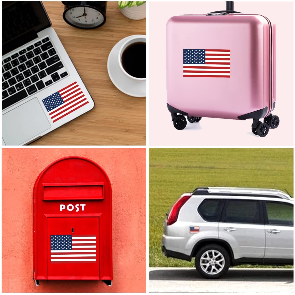 US American Flag Sticker USA Decal in Multiple Sizes, 3 Pack, 11.7 x 8.3 Inches